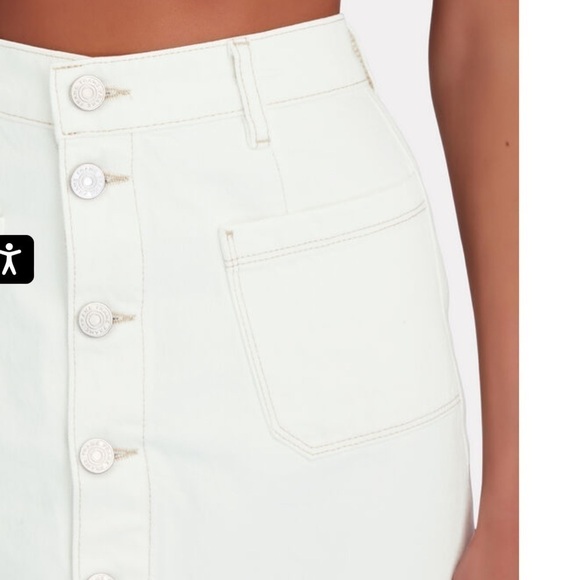 FRAME Le Bardot Midi Skirt W/ Button Front Closure Ecru Denim Size 23 Resortwear - Picture 6 of 12